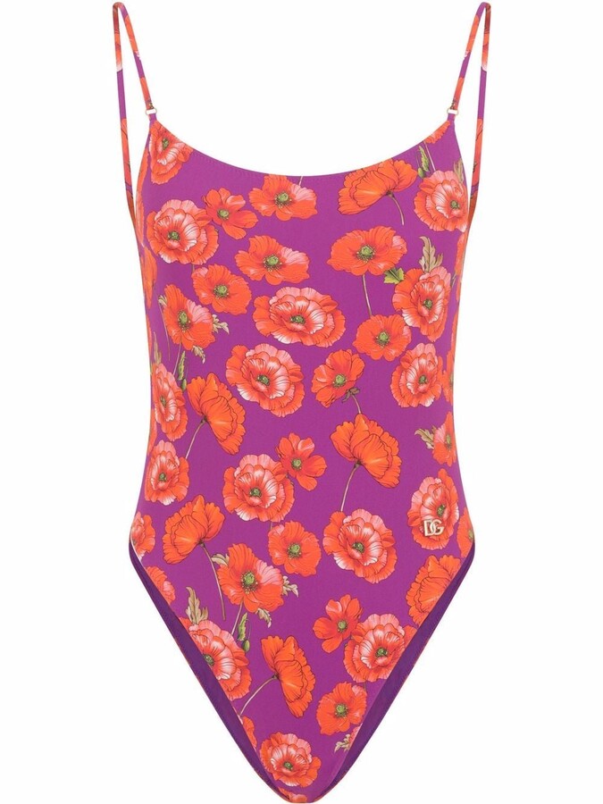 Dolce & Gabbana Poppy-Print Swimsuit - ShopStyle