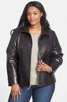 Thumbnail for your product : Ellen Tracy Stand Collar Leather Scuba Jacket (Plus Size)