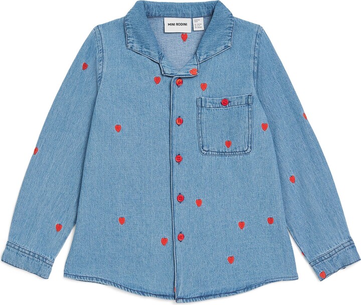 Mini Rodini Organic Denim Heart Shirt