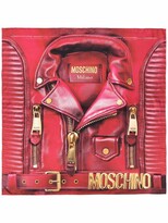 Thumbnail for your product : Moschino Biker jacket-print silk scarf