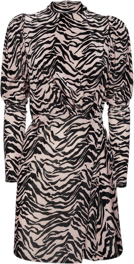 Sveta Milano Black / Pink London Velvet Dress In Tiger Motif