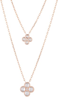 LATELITA - Flower Clover Double Layered Pendant Necklace Silver