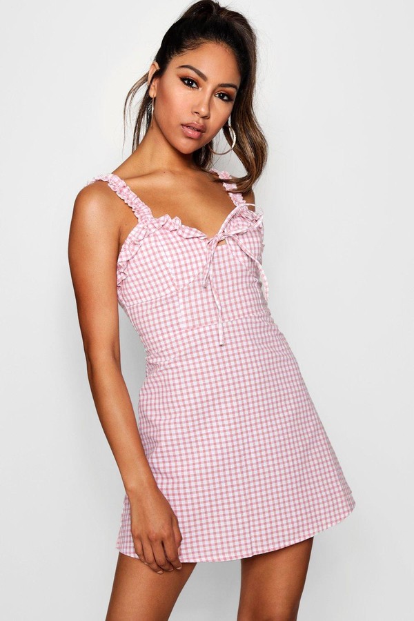 pink gingham sundress