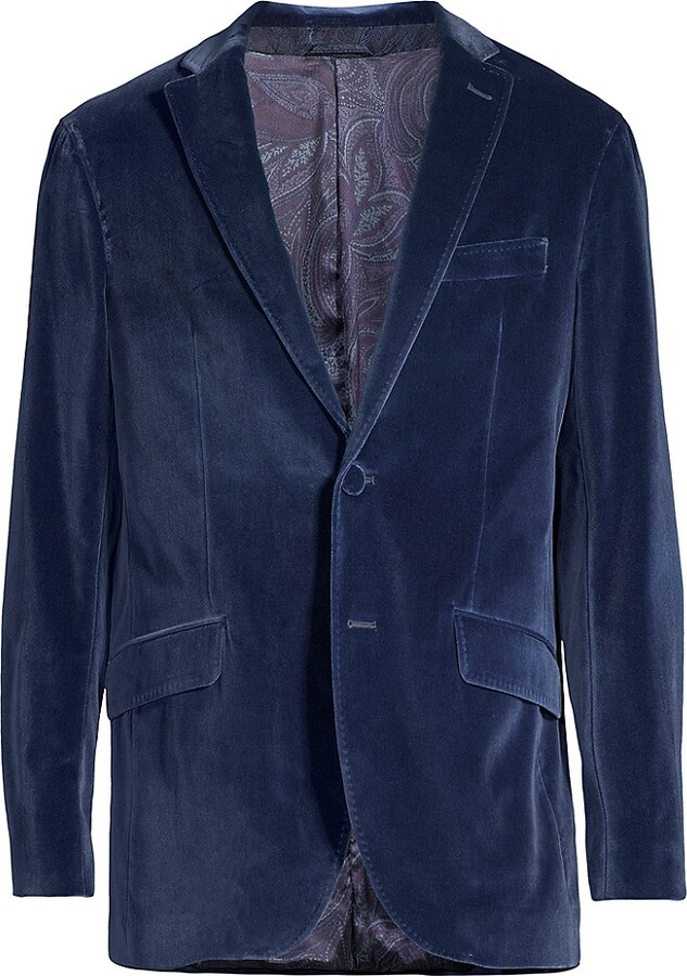 Etro Men's Velvet Single-Breasted Blazer - Blue - Size 38