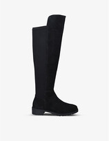 carvela polished flat knee boots