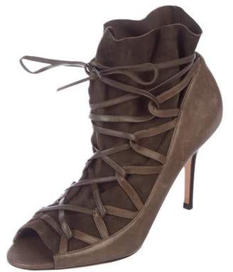 Jimmy Choo Leather Lace-Up Pumps Olive Leather Lace-Up Pumps