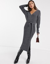 Thumbnail for your product : ASOS DESIGN knitted wrap midi dress with belt detail