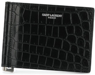 Saint Laurent Paris Crocodile-effect Leather Wallet in Black for Men