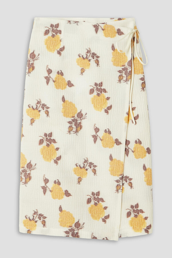 IOANNES Romeo floral-jacquard midi wrap skirt