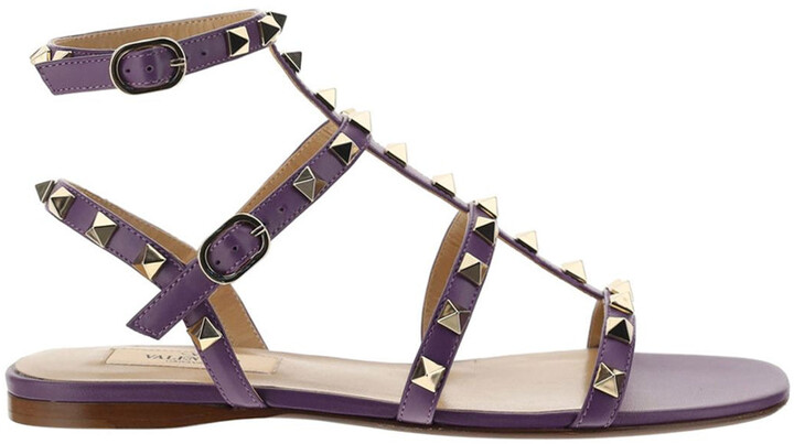 Valentino Rockstud Flat Sandal | Shop the world's largest collection of  fashion | ShopStyle