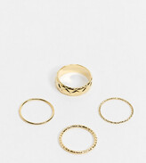 Thumbnail for your product : Orelia ring stacking multipack x 4 in gold plate with quilted chunky ring