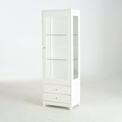 Luxurious Upholstered Display Cabinet with Adjustable LED Lighting