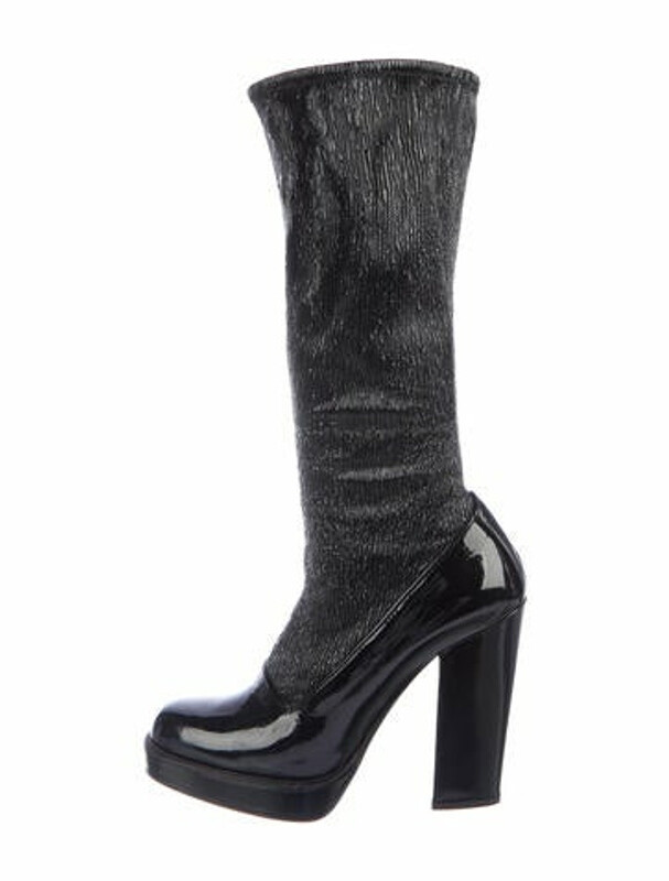 Prada Patent Leather Sock Boots Black - ShopStyle Women's Fashion