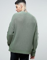 Thumbnail for your product : ASOS Super Slouchy Sweater with Textured Sleeves