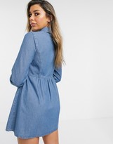 Thumbnail for your product : I SAW IT FIRST mid wash long sleeve denim skater dress