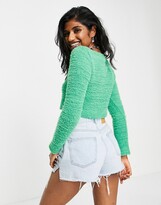 Thumbnail for your product : ASOS DESIGN fluffy button through cardigan in green