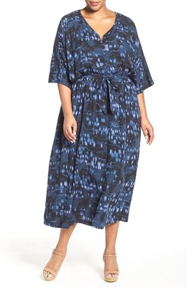 Melissa McCarthy Plus Size Women's Print Flutter Sleeve Maxi Dress