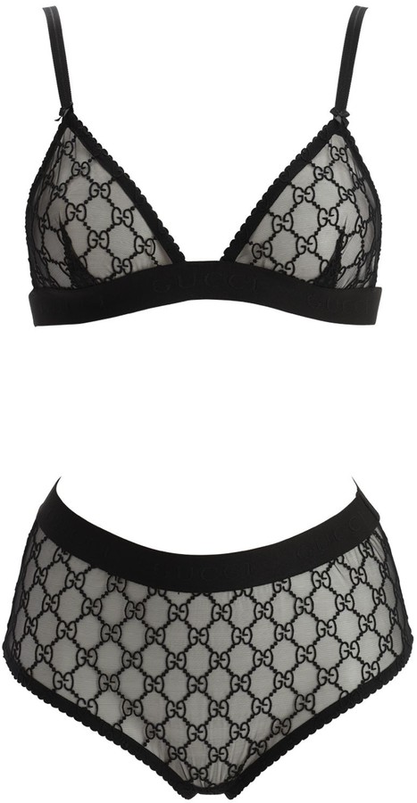 Gucci Gg Embroidered Sheer Tulle Lingerie Set - ShopStyle