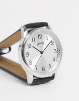 Thumbnail for your product : Limit Faux leather watch in black with croc strap