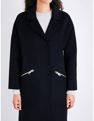 Maje Ladies Black Modern Grima Single-Breasted Wool-Blend Coat
