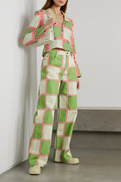Thumbnail for your product : Ahluwalia Jade Checked Organic High-rise Wide-leg Jeans - Green