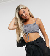 Thumbnail for your product : Collusion ribbed tie front crop top in charocal (part of a set)