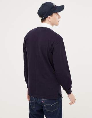 ASOS Parlez Rugby Long Sleeve T-Shirt With Sport Logo In Navy Exclusive To