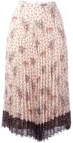 Red Valentino pleated floral skirt 