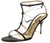 Thumbnail for your product : Dolce & Gabbana Leather T-Strap Sandals Black
