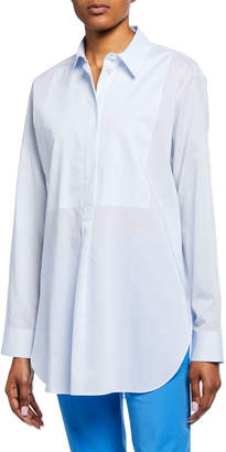 Theory Button-Front Long-Sleeve Cotton Tunic