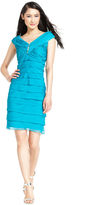 Thumbnail for your product : London Times Portrait-Collar Tiered Dress
