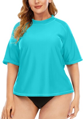 Halcurt Women's Plus Size Swimming Top UV Protection Shirt Water