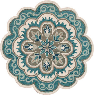 Lark Manor Round Aisosa Wool Area Rug with Non-Slip Backing