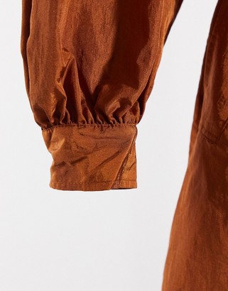 ASOS DESIGN taffeta balloon sleeve trench coat in rust