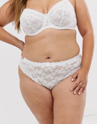 New Look Plus Curve essentials lace thong in white