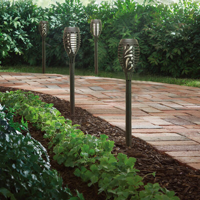 Deck Impressions Black Solar Powered Integrated LED Pathway Light