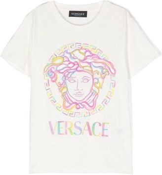 Versace Children White Medusa Print Cotton T-Shirt