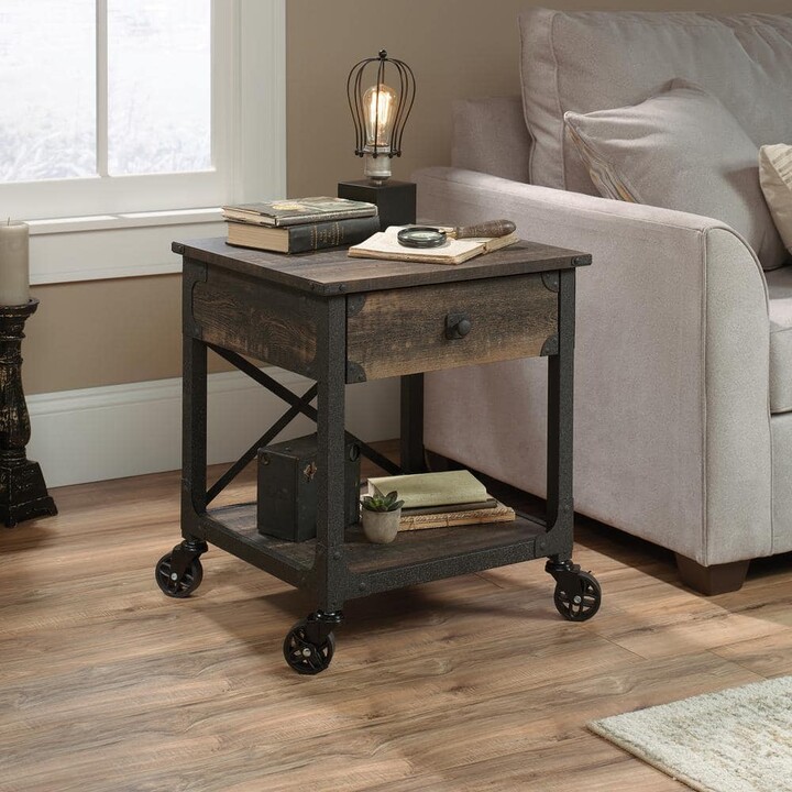 Steel River Carbon Oak Mobile End/Side Table
