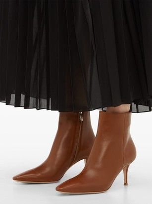 Gianvito Rossi Point-toe 70 Leather Ankle Boots - Tan