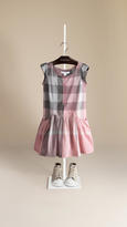 Thumbnail for your product : Burberry Check Gathered Pocket Detail Cotton Dress