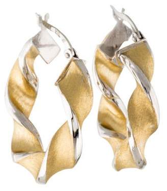 14K Two-Tone Twisted Hoop Earrings yellow 14K Two-Tone Twisted Hoop Earrings