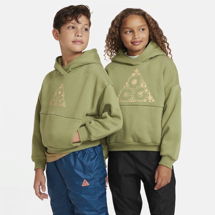 Nike ACG Icon Fleece Big Kids' Oversized Hoodie in Green
