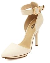 Thumbnail for your product : Charlotte Russe Textured Ankle Strap & Pointy Toe Heels