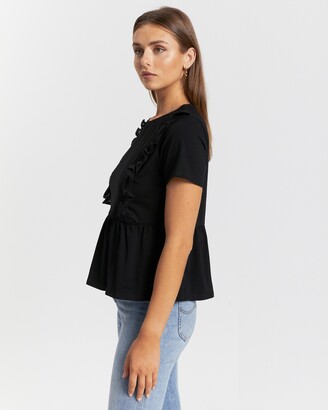 Atmos & Here Women's Black Lace Tops - Isabella Lace Trim Top - ShopStyle