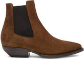 Thumbnail for your product : Saint Laurent Suede Theo Chelsea Boots in Caramel | FWRD