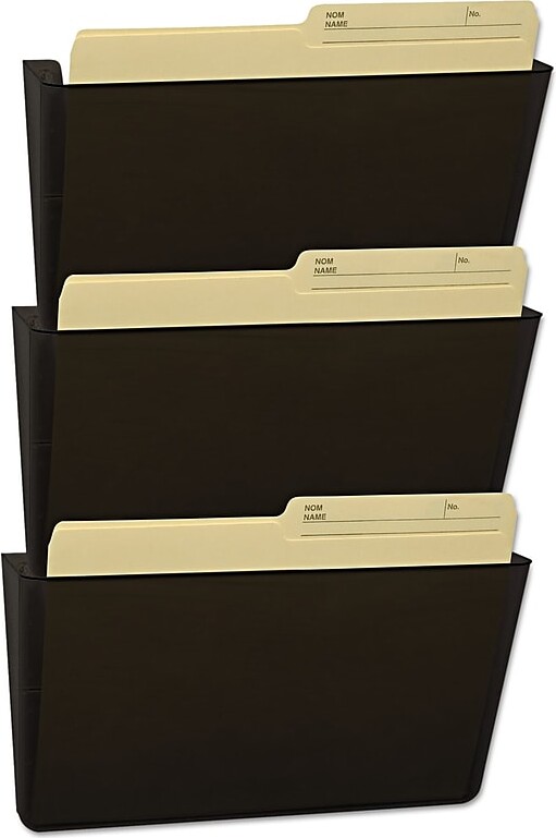 Storex Wall File, Letter, 13 x 14, Three Pocket, Smoke
