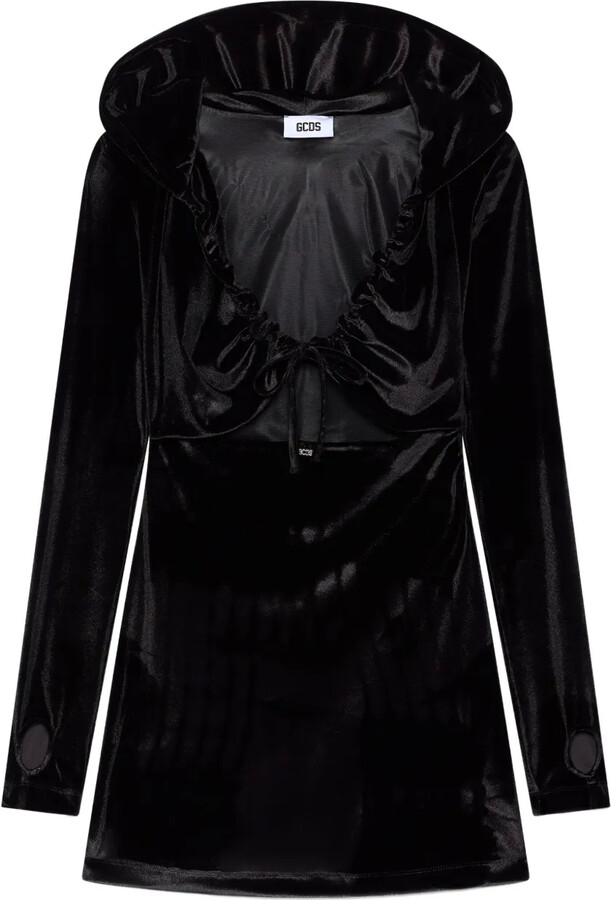 GCDS Hooded Ruffled Mini Dress