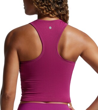 CRZ YOGA Women's Padded Wireless Sports Bra Racer Back Crop Tank Top  Longline Ribbed Yoga Vest Tops with Built in Bra Magenta Purple 10 -  ShopStyle