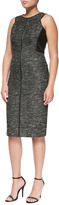 Thumbnail for your product : J. Mendel Sleeveless Sheath Dress with Leather Panels