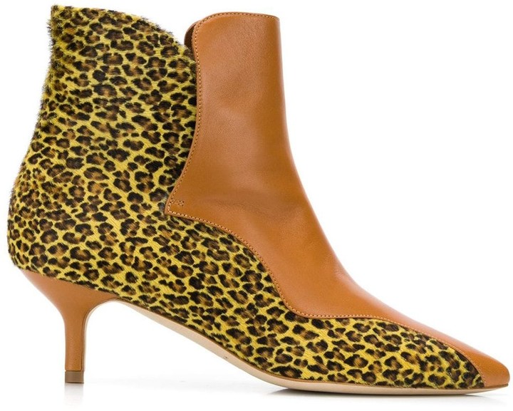 low heel leopard booties